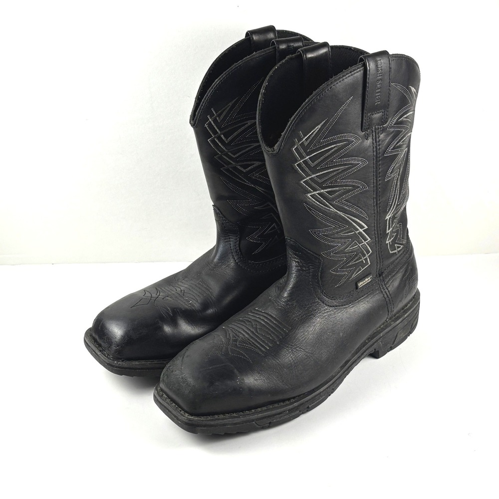 Irish Setter Marshall Work Boots Mens 13 Black WP Leather Square Safety Toe EH